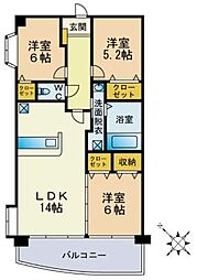 ルミエール箱崎 3LDKの間取図画像