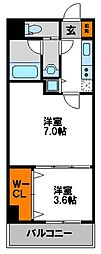 プレスタイル博多駅南 2Kの間取図画像