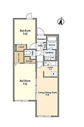 グローリオシェルト馬込 4階2LDKの間取り