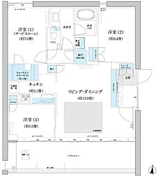 ガーデニエール砧WEST 2階2SLDKの間取り