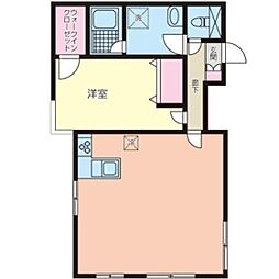 東急東横線 祐天寺駅 徒歩4分の賃貸マンション 2階1LDKの間取り