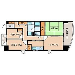 カリフール東中延 7階3DKの間取り