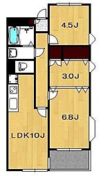 オーキッドパレス吉房 3階2LDKの間取り