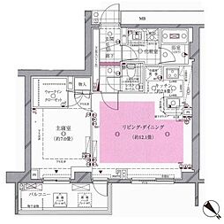 ピアースコード中目黒 3階1LDKの間取り