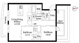 ルネサンスコート目黒南 2階2LDKの間取り