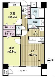 コンセール大森山王弐番館 2階2LDKの間取り