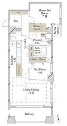 グランフィールド麻布霞町 3階2LDKの間取り