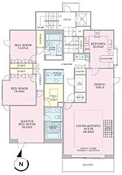 パシフィックハウス麻布台 4階3LDKの間取り