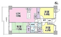 アイルサイドテラス 5階3LDKの間取り