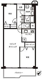 目黒台スカイマンション 2LDKの間取図画像