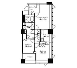 パークキューブ目黒タワー 2LDKの間取図画像