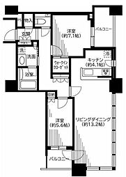 クレストプライムタワー芝 2LDKの間取図画像