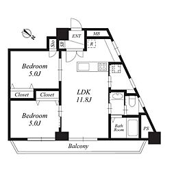 コーポ南 2LDKの間取図画像