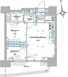 ルフォンプログレ品川大井 2LDKの間取図画像