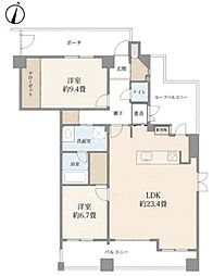 グローリオ瀬田 2LDKの間取図画像