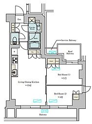 Brilliaist池尻大橋 2LDKの間取図画像