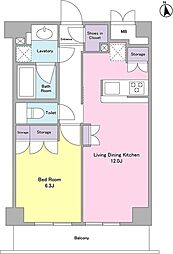 CITYCURRENT代官山 1LDKの間取図画像