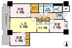 品川シーサイドビュータワー1 3LDKの間取図画像