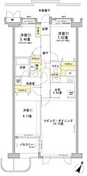 グランフォート目黒 3LDKの間取図画像