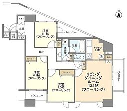 HF白金高輪レジデンス 3LDKの間取図画像