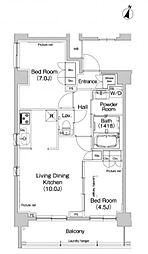 プラウドフラット学芸大学2 2LDKの間取図画像
