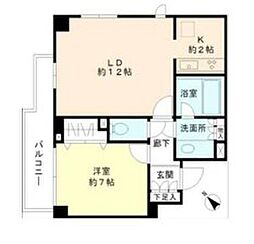 ヒューリック目黒三田 1LDKの間取図画像