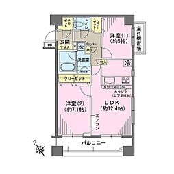 ヒルレジデンス大崎 2LDKの間取図画像