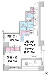 ステラメゾン三軒茶屋 2LDKの間取図画像