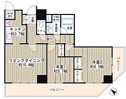 トレステージ目黒 2LDKの間取図画像