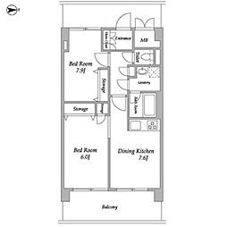 COMFORIA東品川 2DKの間取図画像
