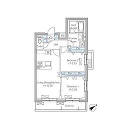Rovine目黒東山 2LDKの間取図画像