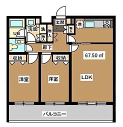 瀬田フラット 2LDKの間取図画像