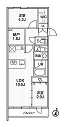 ルネサンスコート学芸大学 2LDKの間取図画像