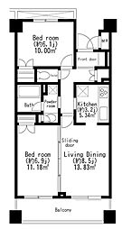 レジディア世田谷弦巻 2LDKの間取図画像
