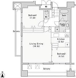 レジディア西麻布 2LDKの間取図画像