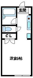 エステル堀之内 1階1Kの間取り