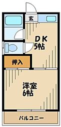 コーポ90 1階1Kの間取り