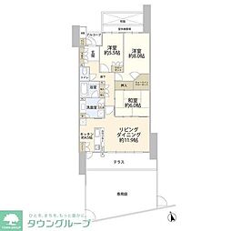 トラスティア北野 1階3LDKの間取り