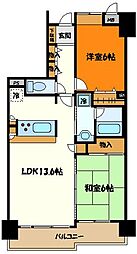 ライオンズガーデン西八王子 4階2LDKの間取り