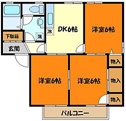京王高尾線 高尾駅 徒歩24分の賃貸アパート 1階3DKの間取り