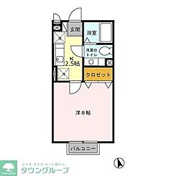 京王高尾線 北野駅 徒歩11分の賃貸アパート 2階1Kの間取り