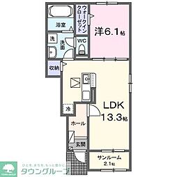 JR中央線 西八王子駅 バス17分 桑の葉下車 徒歩4分の賃貸アパート 1階1LDKの間取り