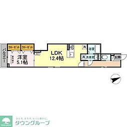 JR中央線 西八王子駅 徒歩19分の賃貸アパート 2階1LDKの間取り