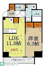 京王線 京王八王子駅 徒歩3分の賃貸マンション 9階1LDKの間取り