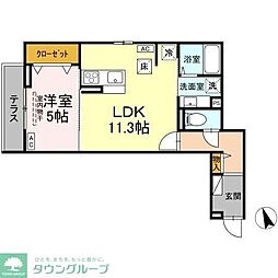 Asset-Court堀之内 1階1LDKの間取り
