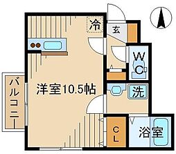 多摩都市モノレール 高幡不動駅 徒歩5分の賃貸アパート 1階ワンルームの間取り