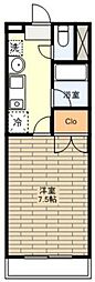 京王高尾線 めじろ台駅 徒歩9分の賃貸マンション 2階1Kの間取り