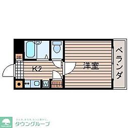 JR中央線 豊田駅 徒歩18分の賃貸マンション 3階1Kの間取り