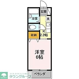 JR南武線 西府駅 徒歩10分の賃貸アパート 1階1Kの間取り