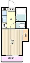 京王線 平山城址公園駅 徒歩10分の賃貸アパート 1階1Kの間取り